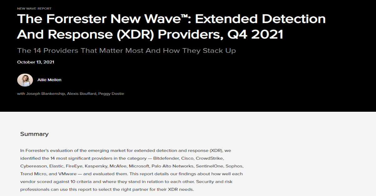 The Forrester Wave:™ Extended Detection and Response (XDR) Providers, Q4 2021