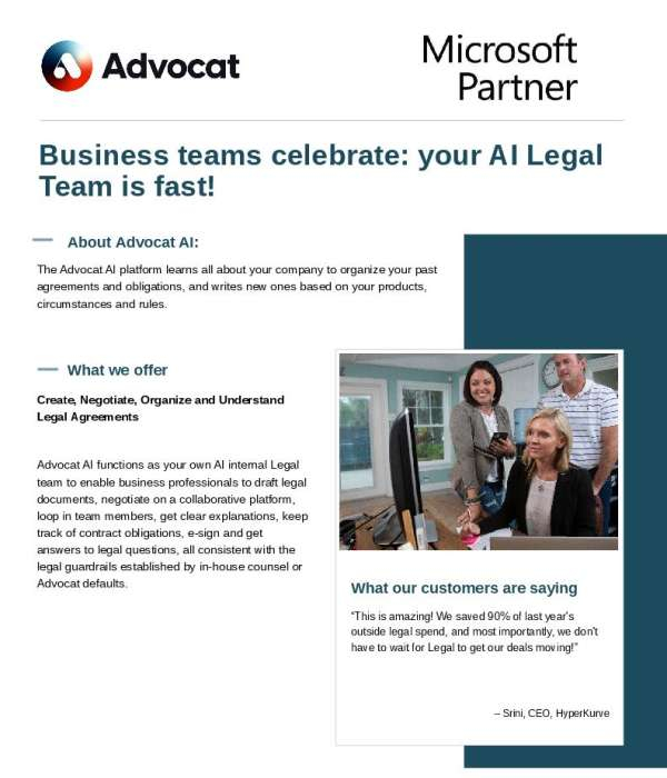 Advocat Onepager: Your AI Legal Team is fast!